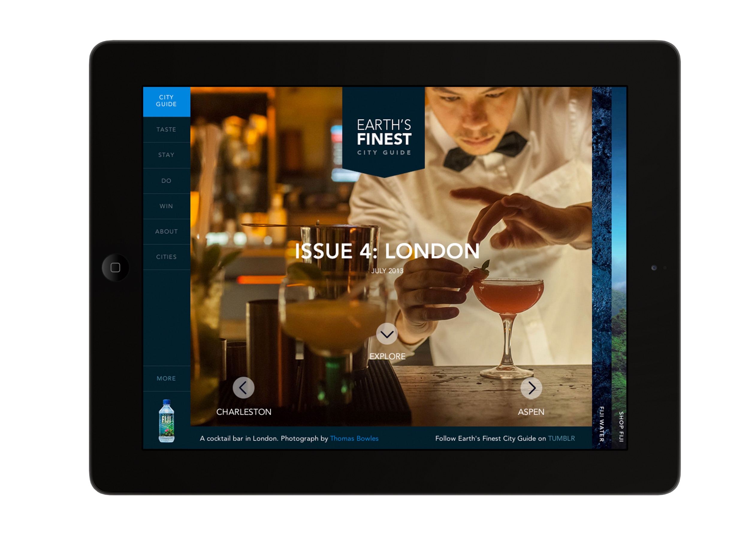 FIJI Water city guide tablet experience